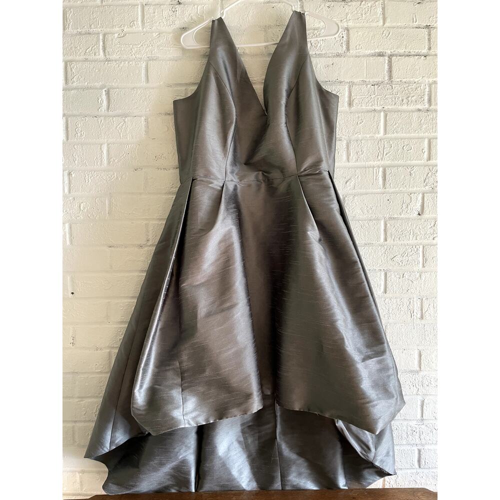 Lula Kate Charleston Formal Dress Size 18 Gray High Low Satin Sleeveless Gown